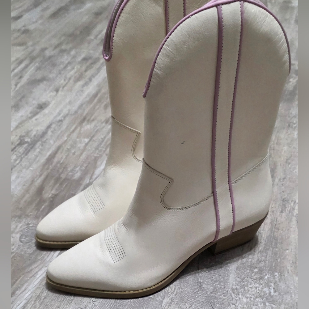 Free People Bordeline Western Cowboy Boots Stacked Heel Size 7.5 - Picture 3 of 14